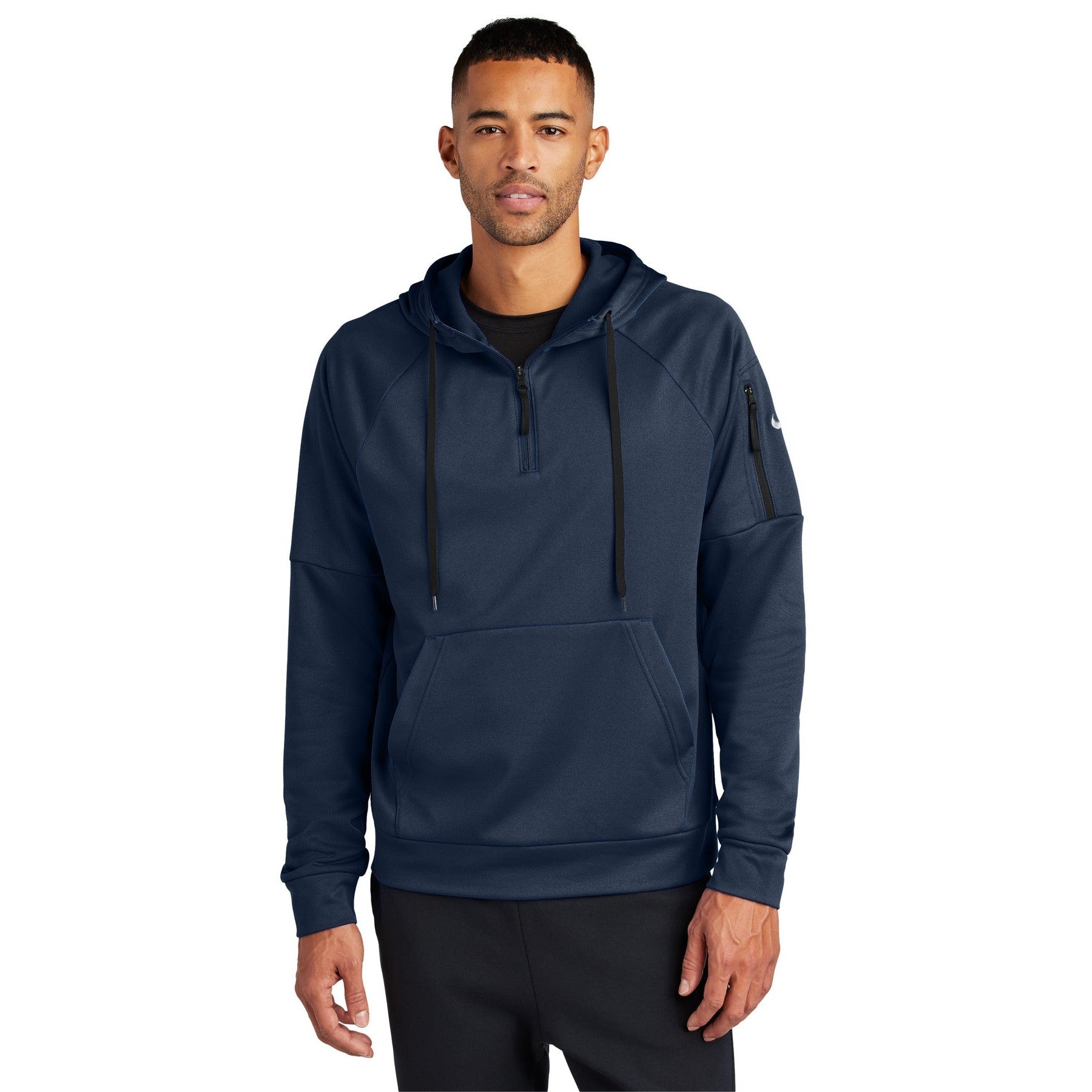 Nike-Nike Therma-FIT Pocket 1/4-Zip Fleece Hoodie NKFD9742-MedTech-6